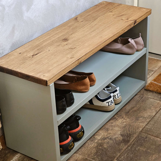 Wooden Shoe Storage Bench Wide - 50 cm by 30 cm by 45 cm