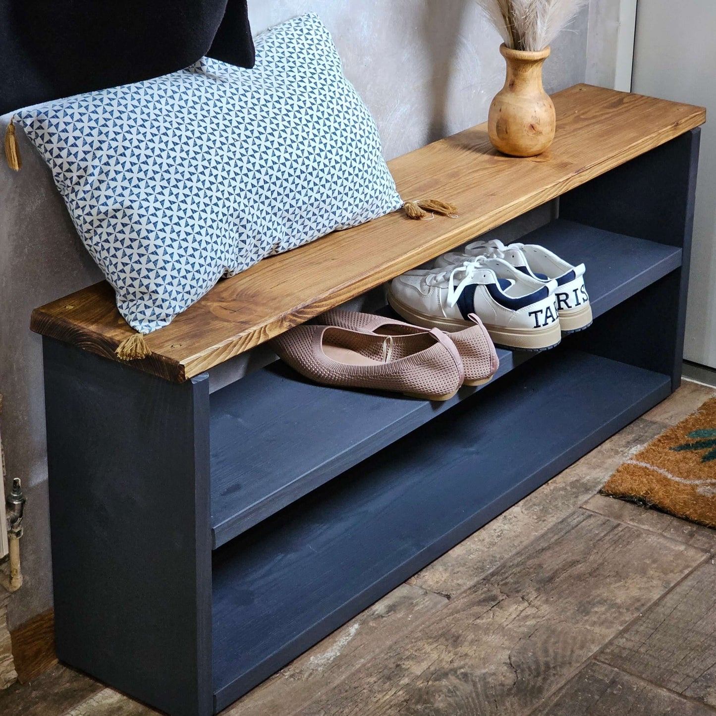 Wooden Shoe Storage Bench Narrow - 114 cm by 22 cm by 50 cm