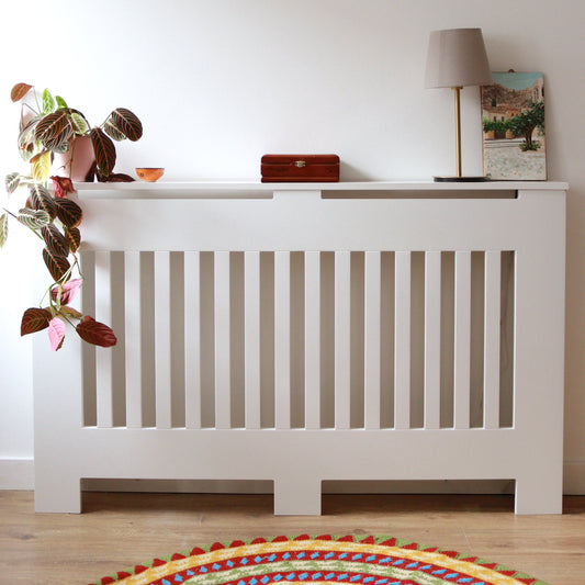 Custom Sized Radiator Cover: Wide Vertical Slats - 120 cm by 15 cm by 92 cm