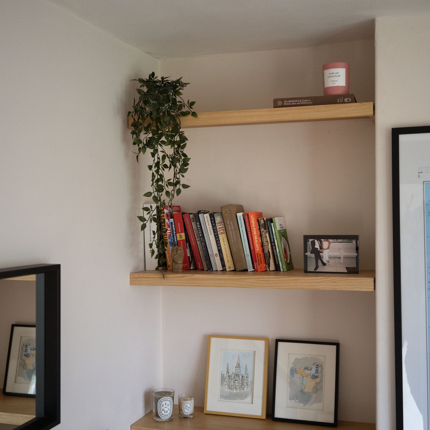 Solid Wood Alcove Floating Shelves - 90 cm by 28 cm