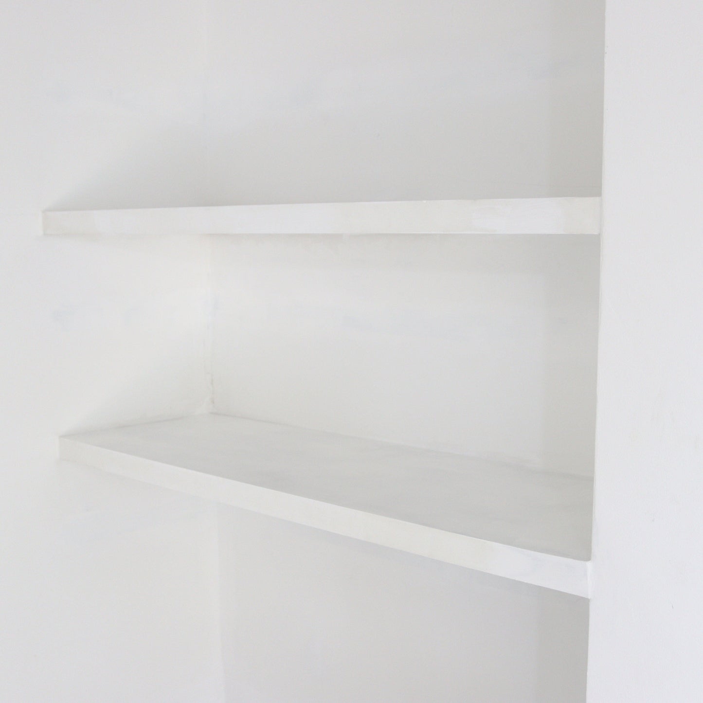 Light Wood Alcove Floating Shelves - Made to Measure