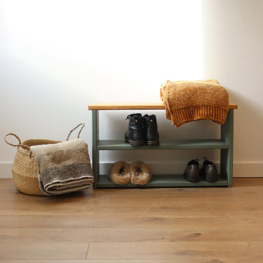 Wooden Shoe Storage Bench Narrow - 58 cm by 22 cm by 45 cm