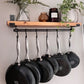 Rustic Scaffold Shelves with Utensil Rack - 140 cm by 30 cm