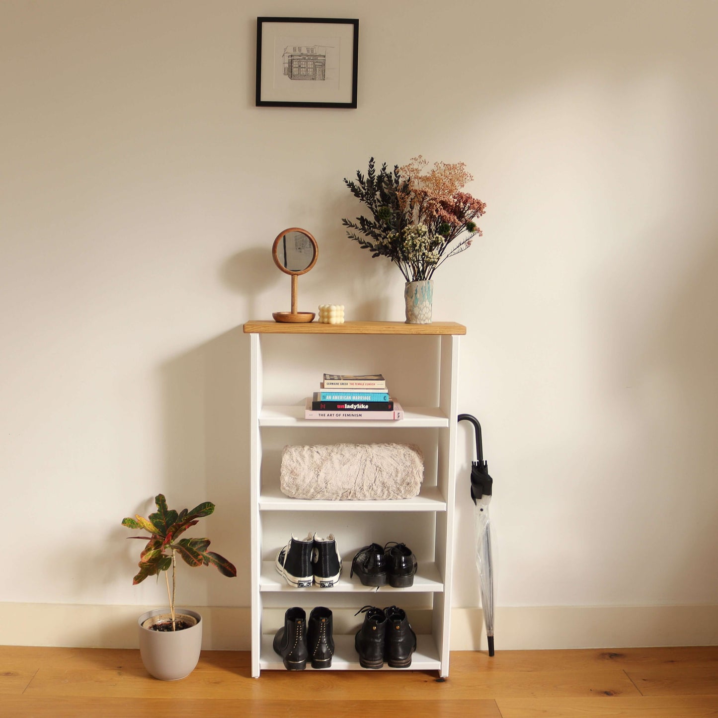 Wooden Shoe Rack Tall 50 cm by 22 cm by 70 cm