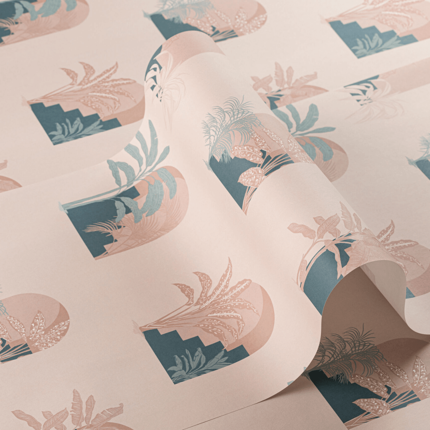 Pink Palm Tree Wallpaper and Paint Samples Kit